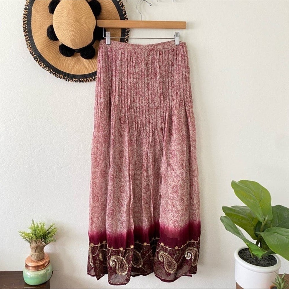 Soft Surroundings pleated floral maxi skirt
